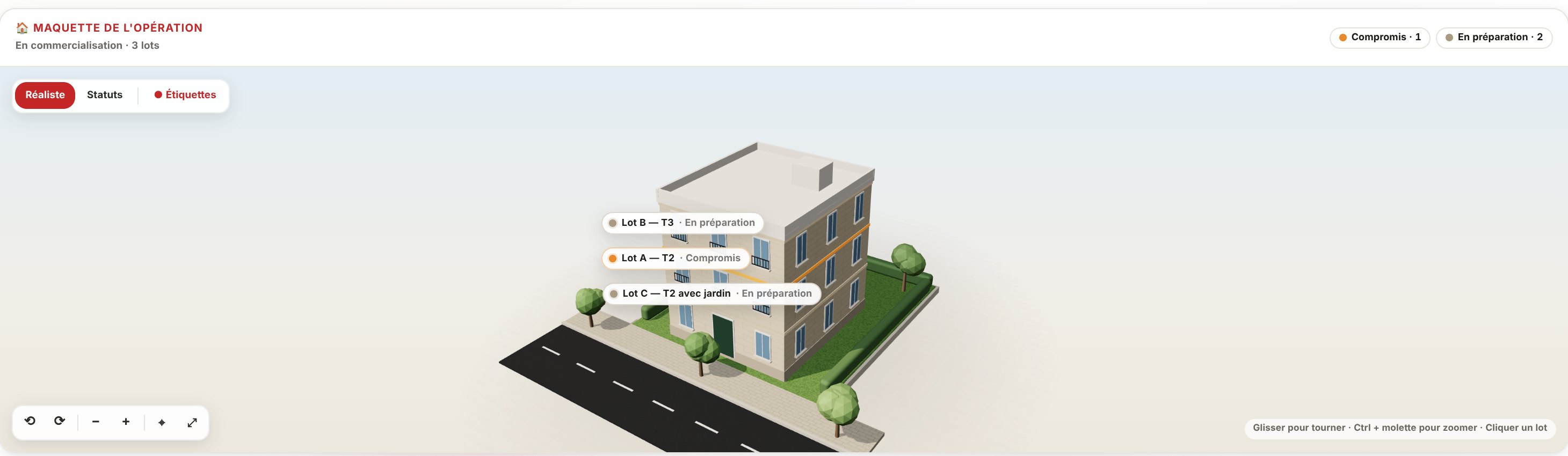 Maquette 3D d'une opération dans Gestop